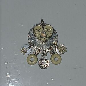 Elegant Heart Pendant with Cream and Silver Accents